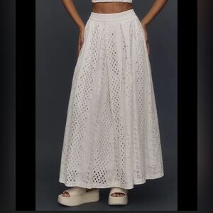 Anthropologie Forever That Girl White Lace Maxi Skirt Small